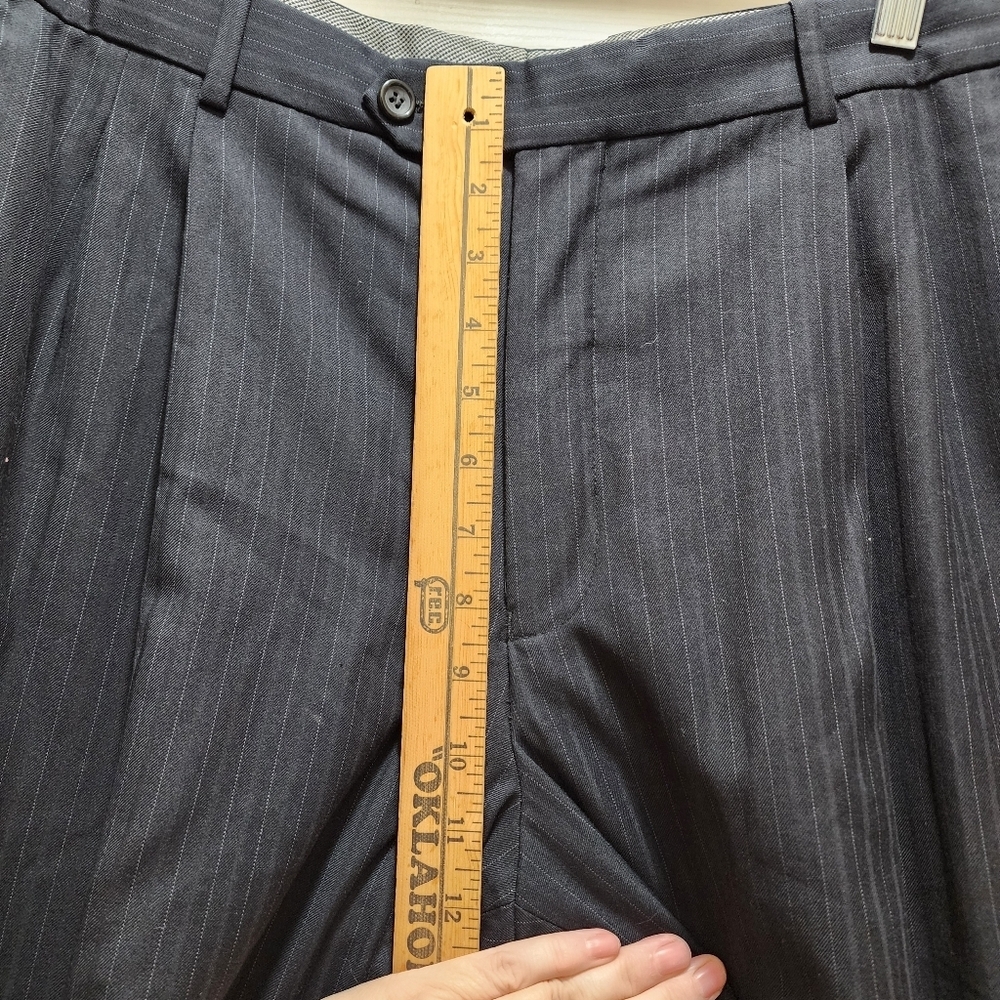 Luca Rossi Italia Dress Pants Men's 36 x 30 Black Striped Cuffed Pleated 36x30 - Picture 5 of 9